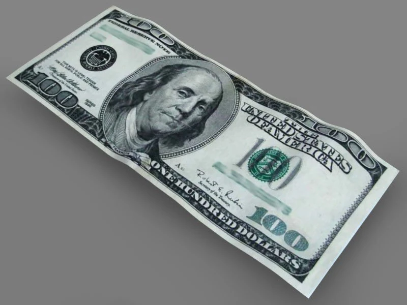 100 dollars 3D Model .c4d .max .obj .3ds .fbx .stl .blend 