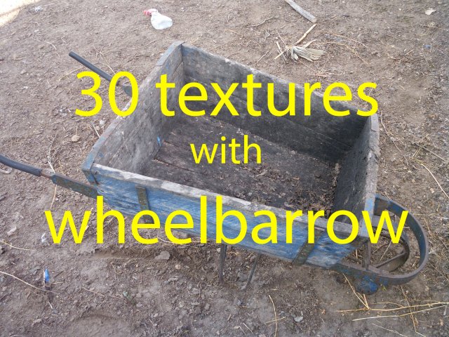 wheelbarrow  package with 25 textures Tekstur CG .c4d .max .obj .3ds .fbx .stl .blend 