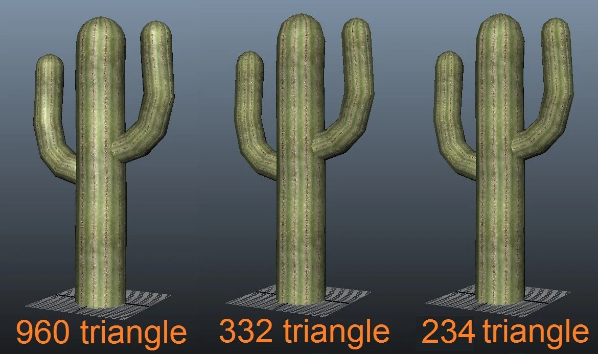 cactus small  low poly  3 lod 3D Model .c4d .max .obj .3ds .fbx .stl .blend 