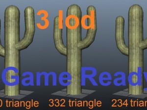 cactus small  low poly  3 lod 3D 모델