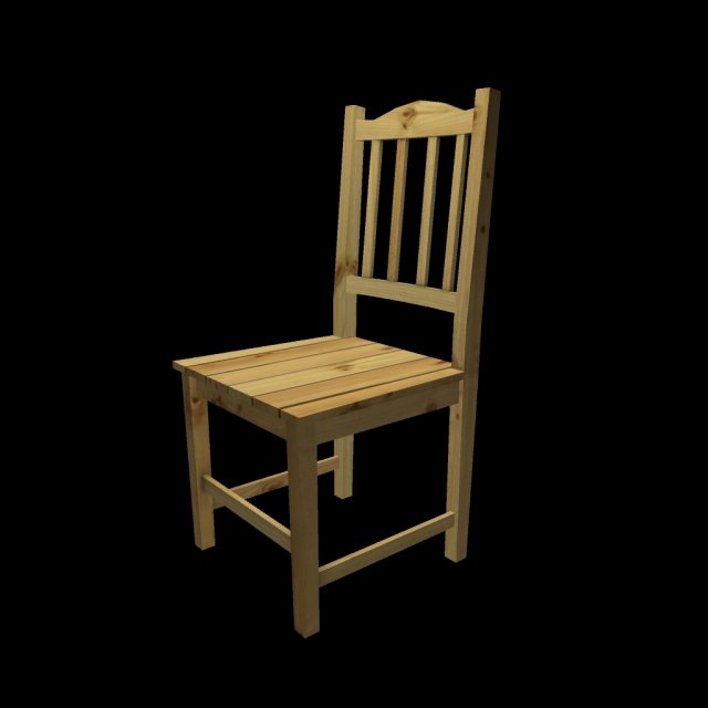 wood chair with backrest low poly Modelo 3D .c4d .max .obj .3ds .fbx .stl .blend