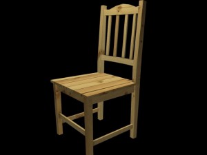 wood chair with backrest  low poly 3D Model