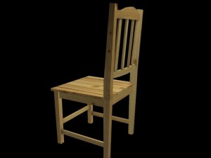 wood chair with backrest  low poly 3D Модель
