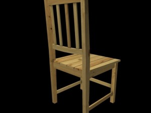 wood chair with backrest  low poly 3D Модель