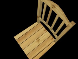 wood chair with backrest  low poly 3D Модель