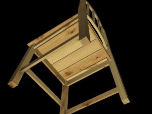 wood chair with backrest  low poly 3D Модель