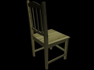wood chair with backrest  low poly 3D Модель