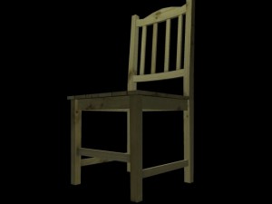 wood chair with backrest  low poly 3D Модель