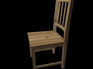 wood chair with backrest  low poly 3D Модель