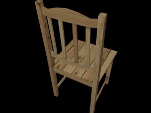 wood chair with backrest  low poly 3D Модель
