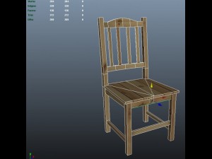 wood chair with backrest  low poly 3D Модель