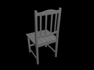 wood chair with backrest  low poly 3D Модель