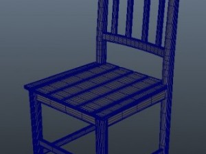 wood chair with backrest  low poly 3D Модель