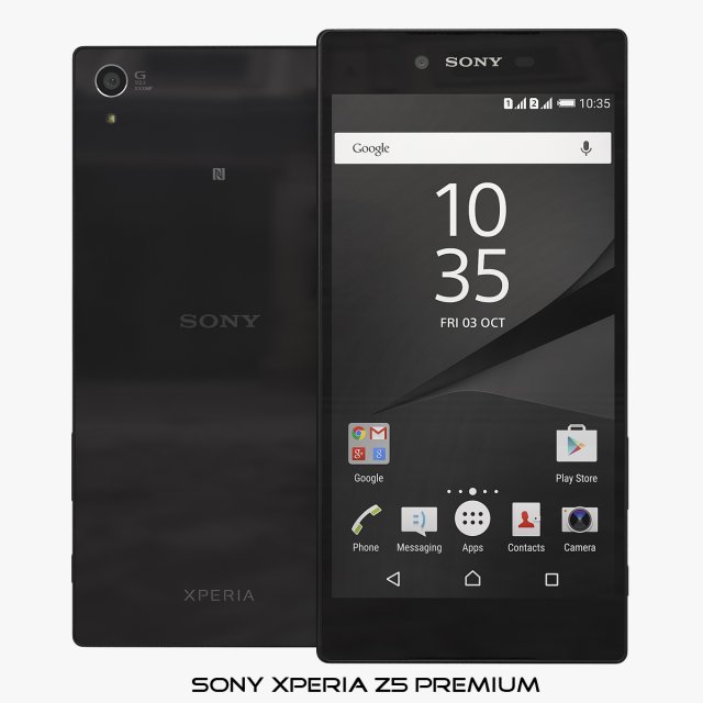 sony xperia z5 premium black 3D Model .c4d .max .obj .3ds .fbx .stl .blend