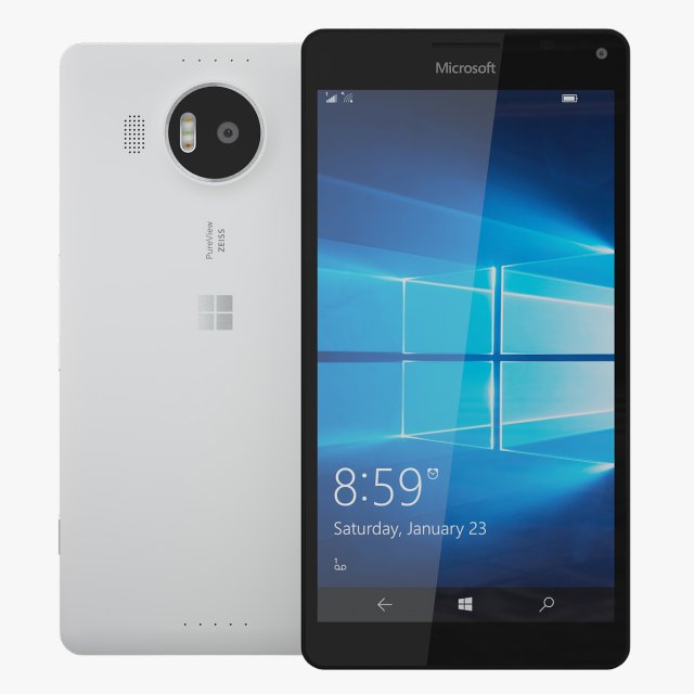microsoft lumia 950 xl white 3D Model .c4d .max .obj .3ds .fbx .stl .blend 