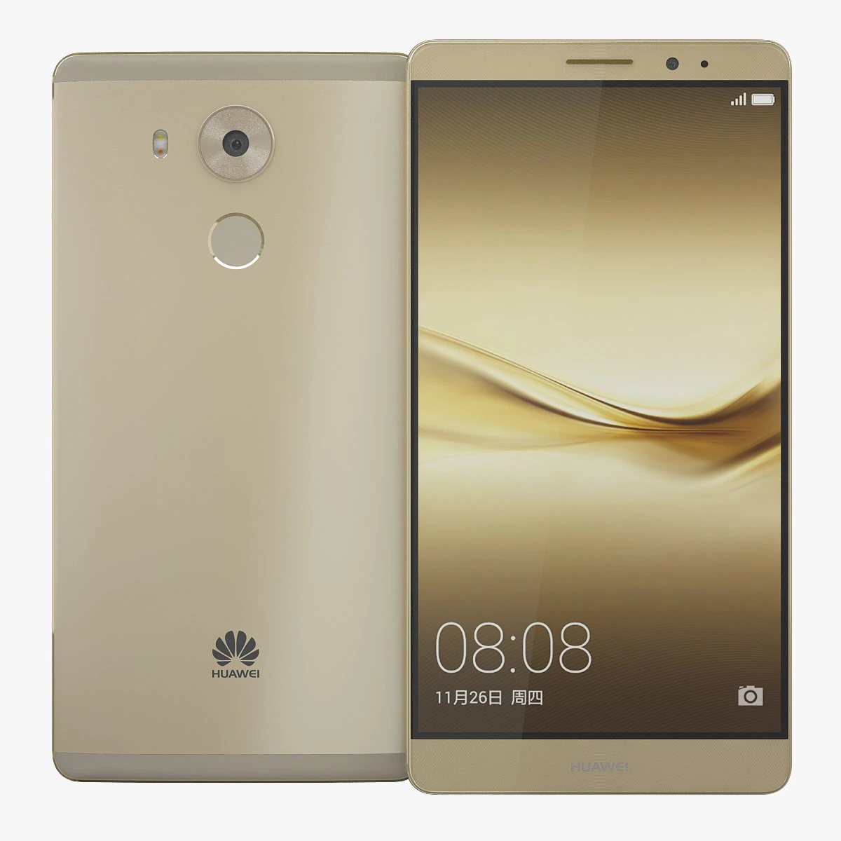 huawei mate 8 gold 3D Model .c4d .max .obj .3ds .fbx .stl .blend 