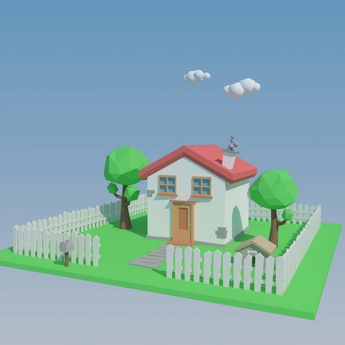 low poly house 3D Model .c4d .max .obj .3ds .fbx .stl .blend 