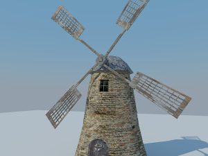 low poly mill 3D Model
