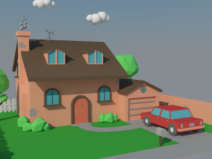 low poly house car 3D 모델