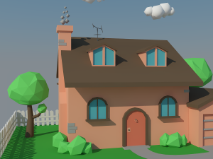 low poly house car 3D 모델