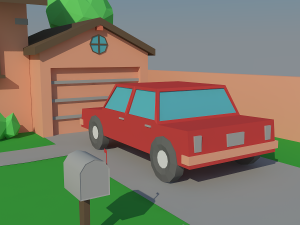 low poly house car 3D 모델