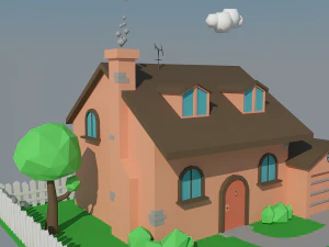 low poly house car 3D Model