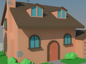 low poly house car 3D Model