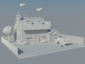 low poly house car 3D 모델