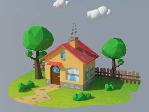 low poly house 1 Modelo 3D