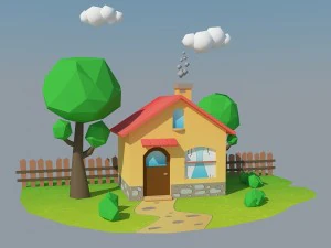 casa de baixo poli 1 Modelo 3D