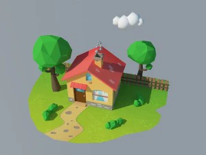 casa de baixo poli 1 Modelo 3D