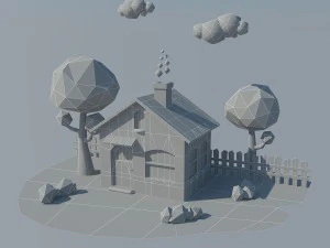 casa de baixo poli 1 Modelo 3D