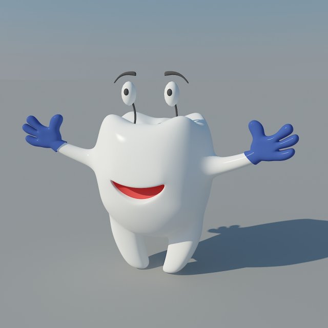 cartoon tooth 3D 모델 .c4d .max .obj .3ds .fbx .stl .blend