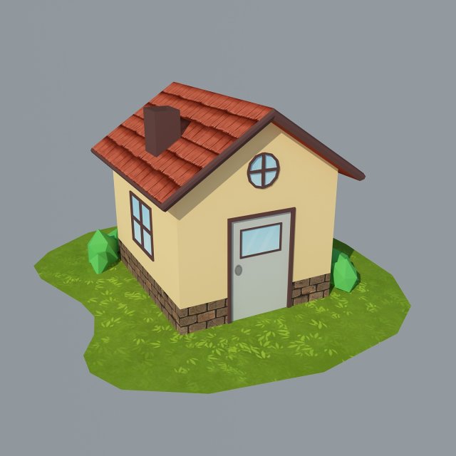 low poly house 2 3D Model .c4d .max .obj .3ds .fbx .stl .blend