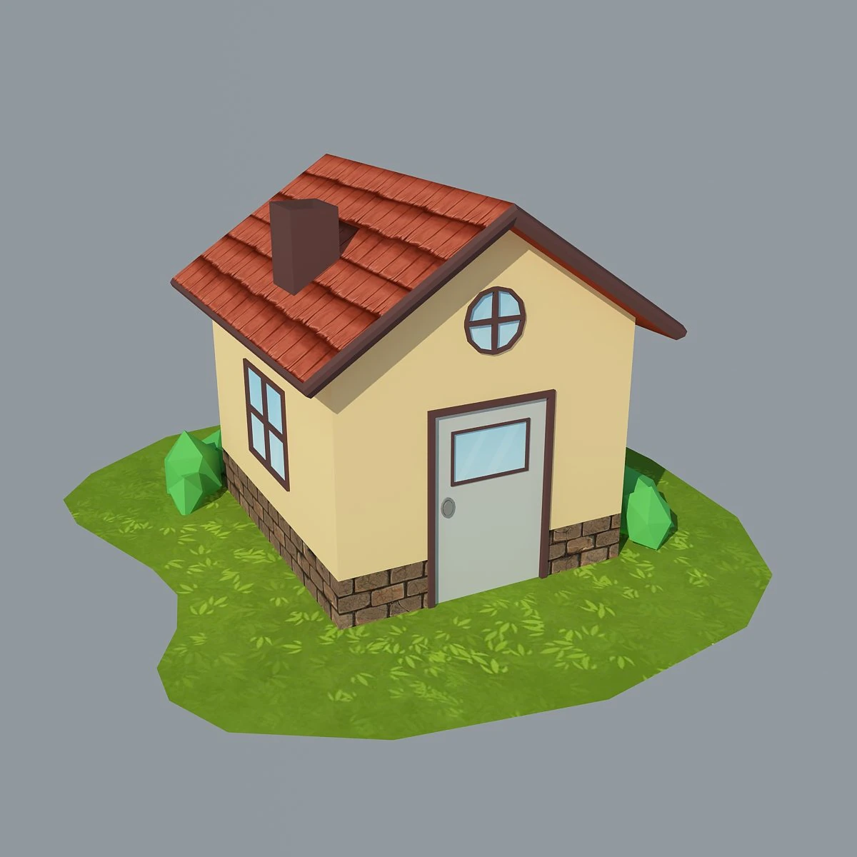 low poly house 2 3D Model .c4d .max .obj .3ds .fbx .stl .blend 