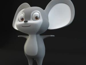 cartoon mouse gray 3D Model