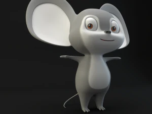 cartoon mouse gray 3D Model