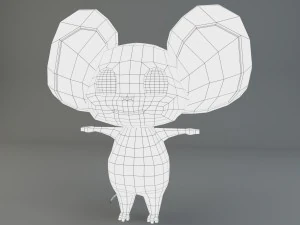 cartoon mouse gray 3D Model