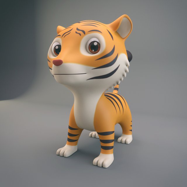 cartoon tiger 3D Model .c4d .max .obj .3ds .fbx .stl .blend 