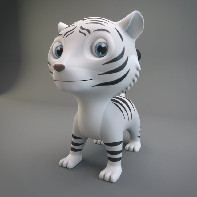 cartoon white tiger 3Dモデル .c4d .max .obj .3ds .fbx .stl .blend 