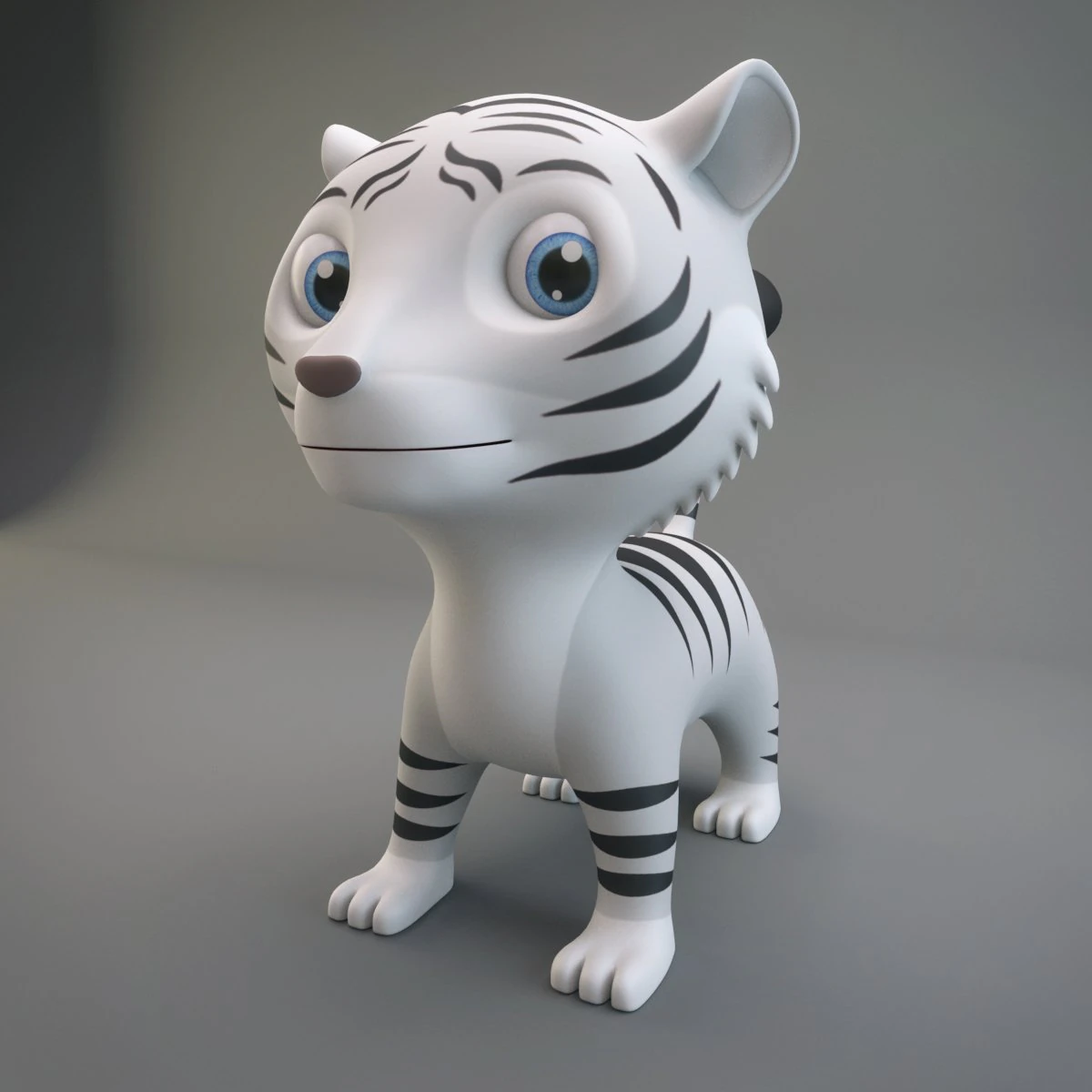 cartoon white tiger 3D Model .c4d .max .obj .3ds .fbx .stl .blend 