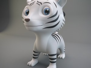 cartoon white tiger 3D Model