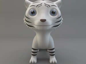 cartoon white tiger 3D Model