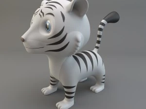 cartoon white tiger 3D Model