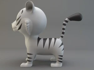 cartoon white tiger 3D Model