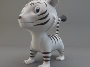 cartoon white tiger 3Dモデル