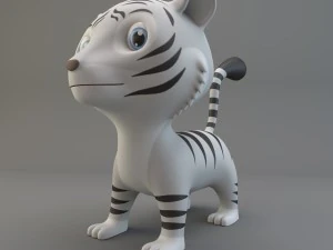 cartoon white tiger 3D Model