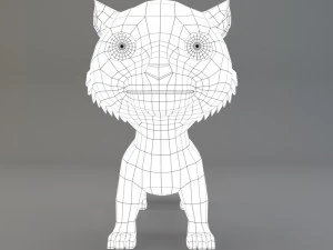 cartoon white tiger 3D Model