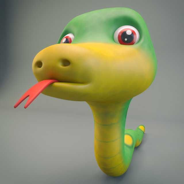 cartoon snake 3Dモデル .c4d .max .obj .3ds .fbx .stl .blend 