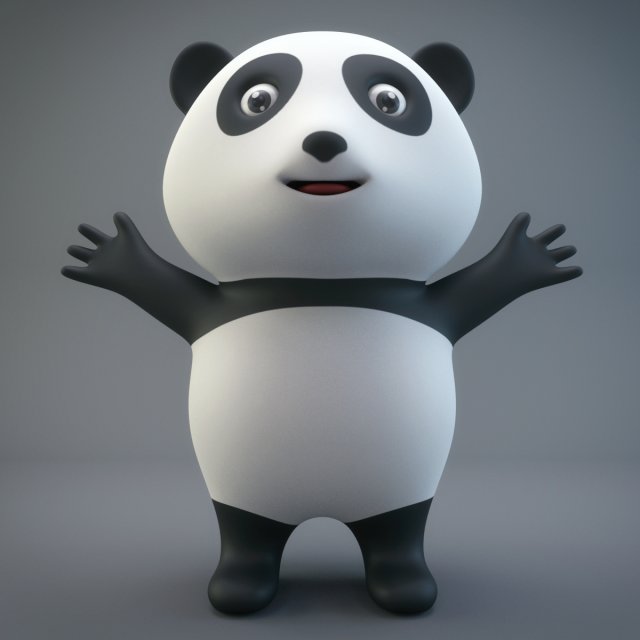 cartoon panda Modelo 3D .c4d .max .obj .3ds .fbx .stl .blend 